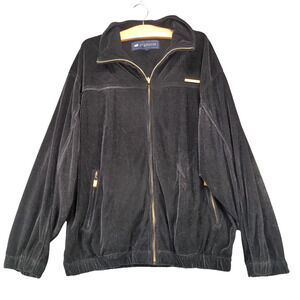 Stardom Mens Velour Jacket Black Large Zip Front Long Sleeve Zip Pockets